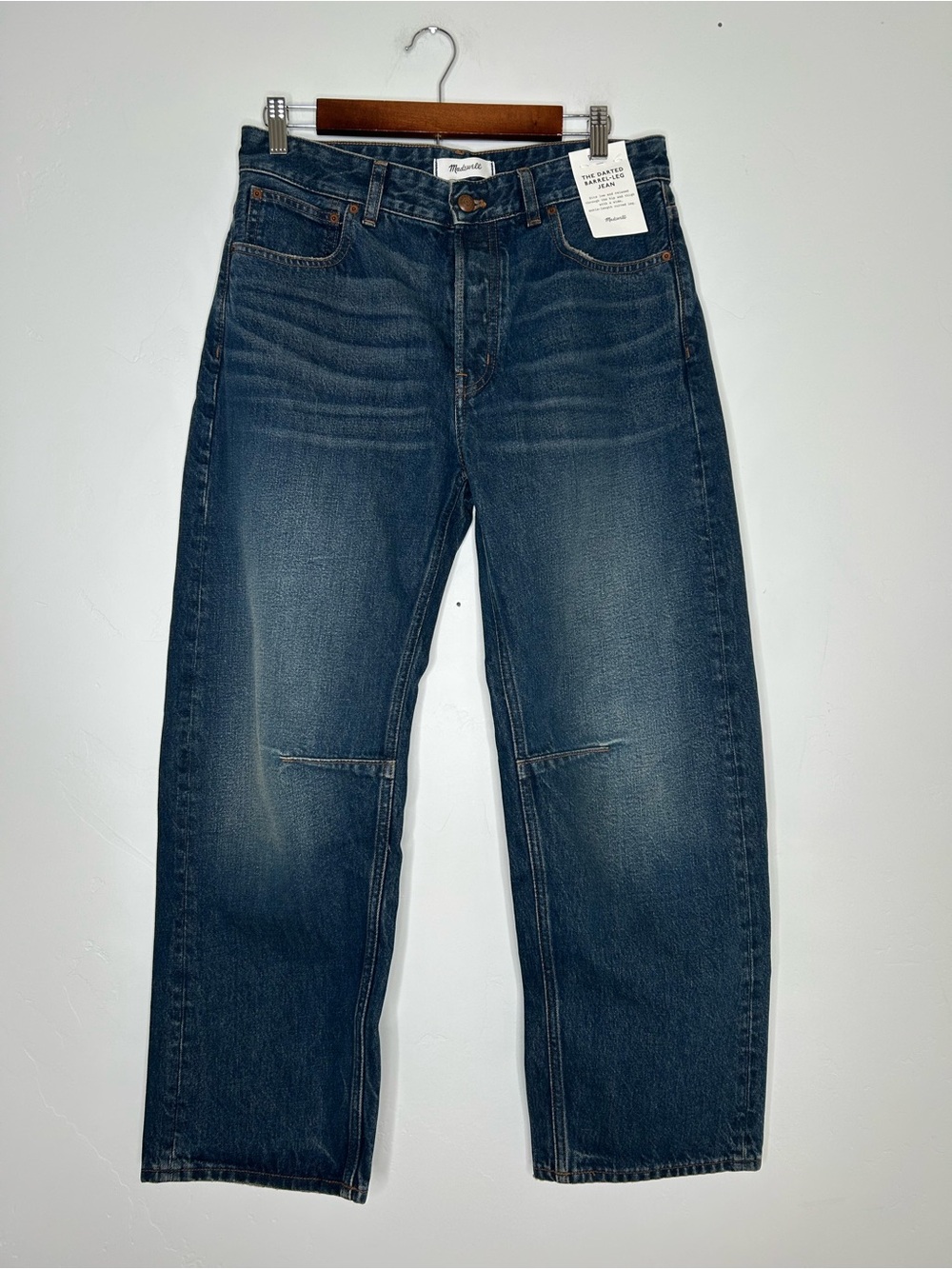 NWT Madewell Darted Barrel Leg Jean Size 27 Danver Wash Ankle Length